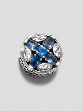 Authentic Pandora Patterns of Frost Charm Blue Crystal S925 Sterling Silver